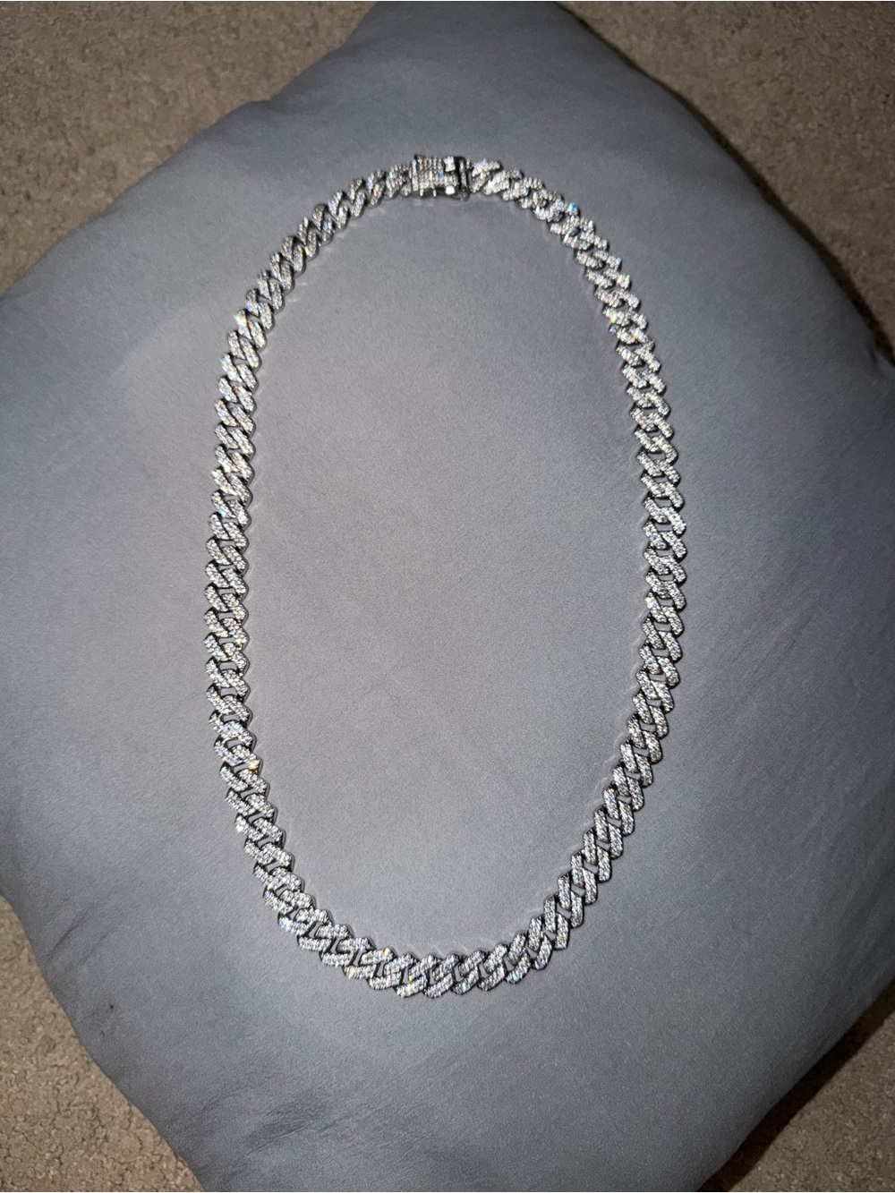Elegant Iced Out 28inch Miami Cuban Silver Lab Diamond Chain